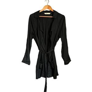 Hollister black drape belted coat. Size large‎
